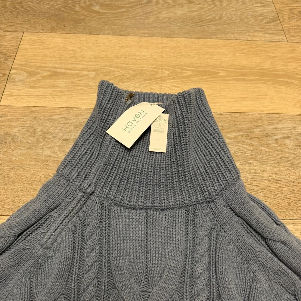 Haven Well Within Side Zip Cowl Neck Cable Knit Sweater Size Medium NWT - Picture 4 of 11